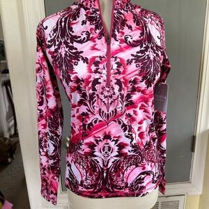 Pink and Burgundy Patterned Pullover